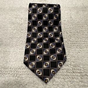 Sette & Bello Tie Geometric Square Monogram Medallion Foulard Silk Hande Made